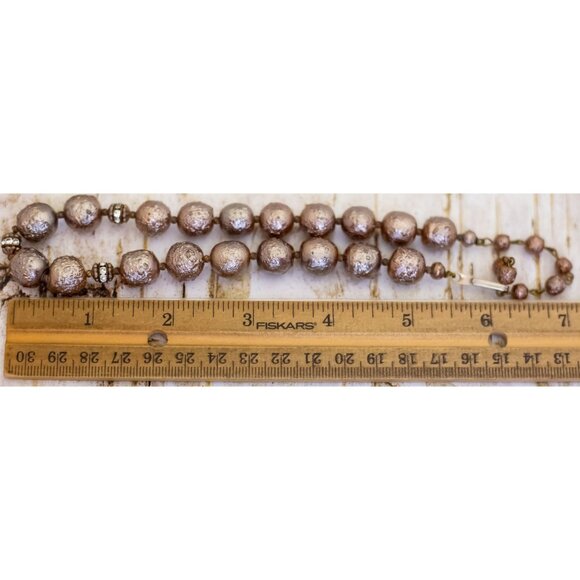 15 inch, Vintage Heavy Brown Beads Unique Choker Necklace - B18 - Picture 3 of 3